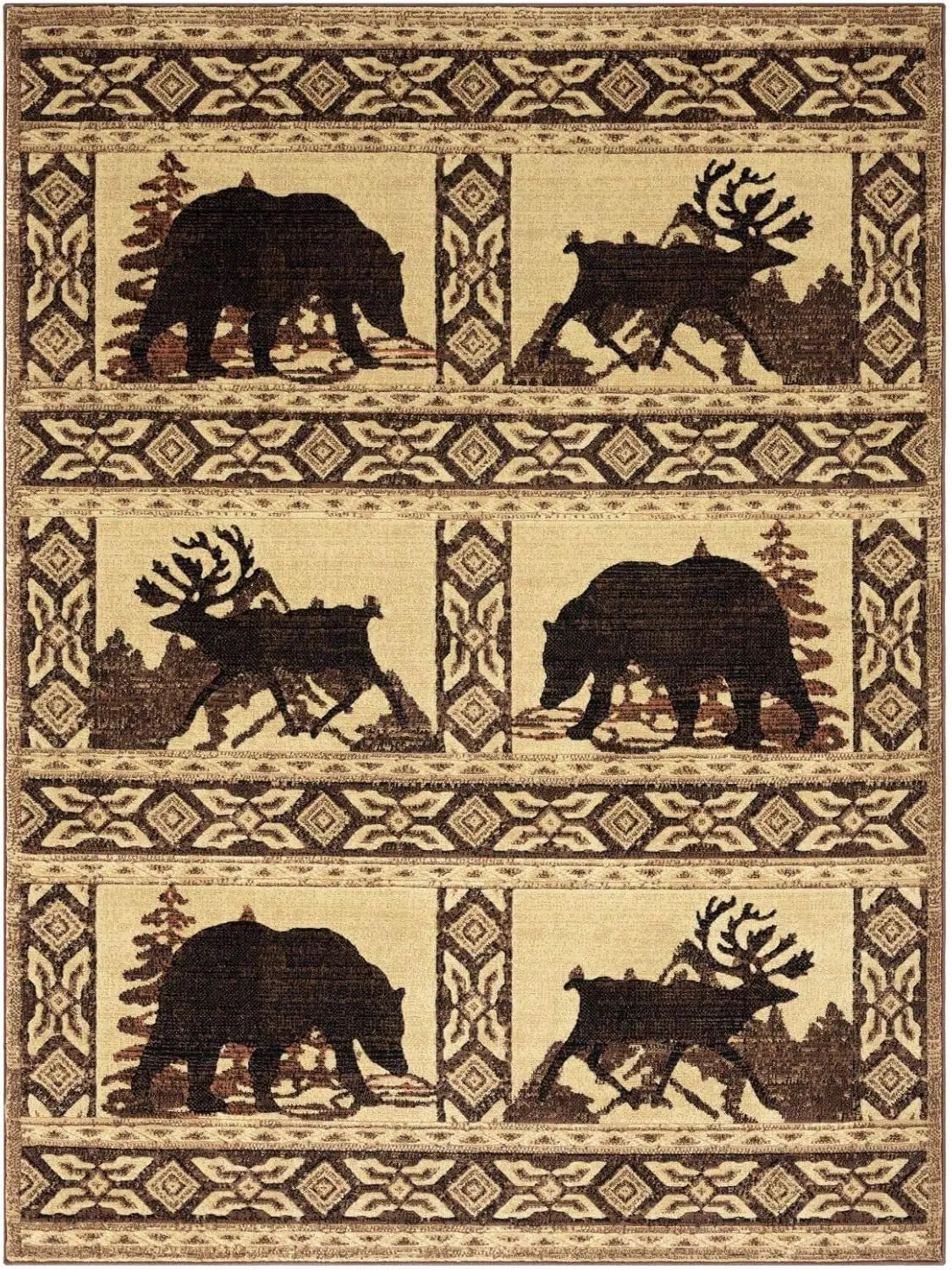 tapis rouge noir beige bleu marron motifs géométriques animaux texture douce rustique ethnique salon