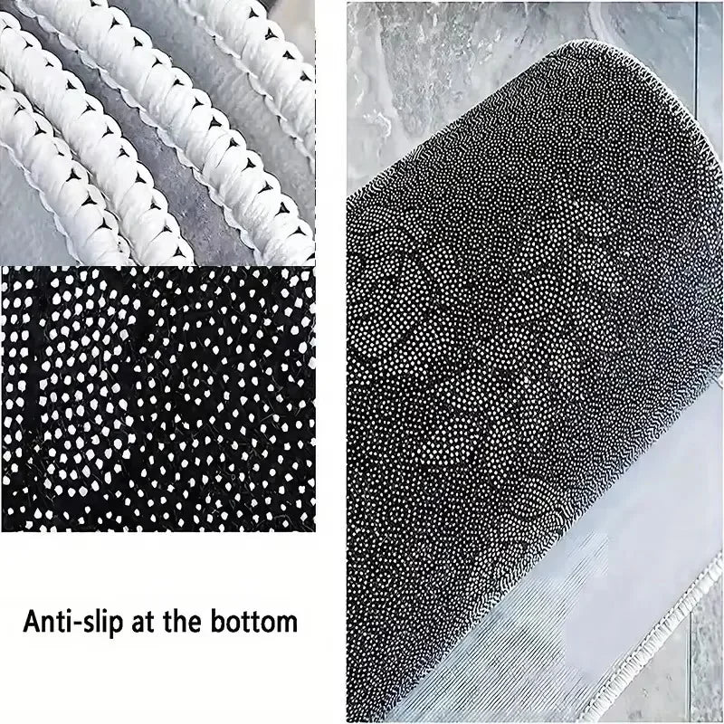 tapis entrée moderne imprimé chat texturé beige noir blanc 40x60cm imperméable