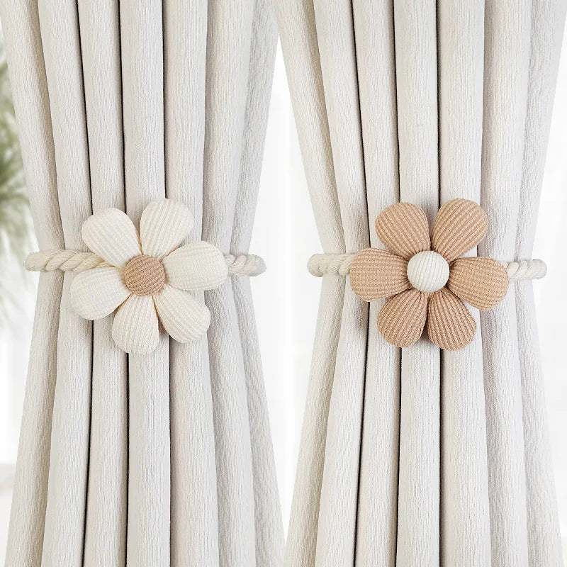 ruban magnétique fleurs décoratif tissu chanvre beige clair rustique moderne fixations magnétiques