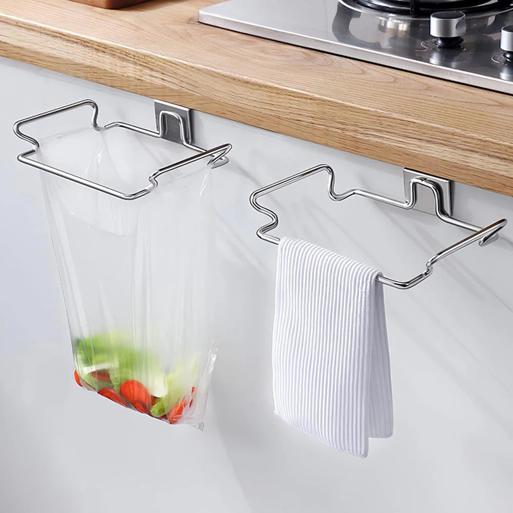 support sac poubelle suspendu acier inoxydable moderne cuisine respectueux environnement transparent multisac utilisation multiple