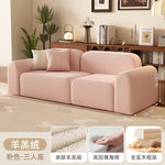 canapé moderne rose clair uni bois salon minimaliste 210cm 170cm 240cm coussins