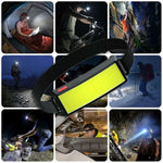 lampe frontale rechargeable led usb camping pêche chasse bande rétractable indicateur puissance moderne noire