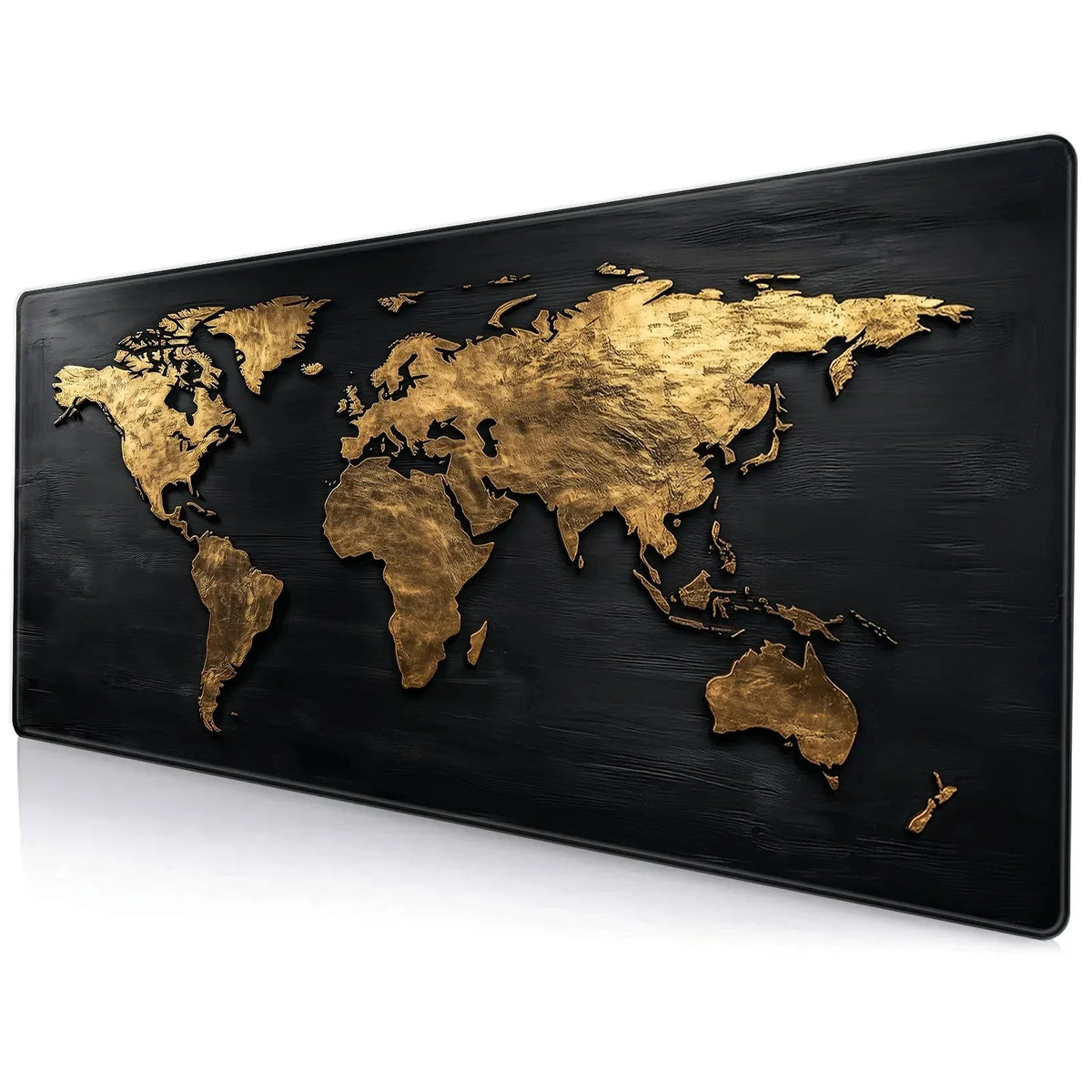 tapis souris carte monde relief doré fond noir moderne élégant gamer large xl