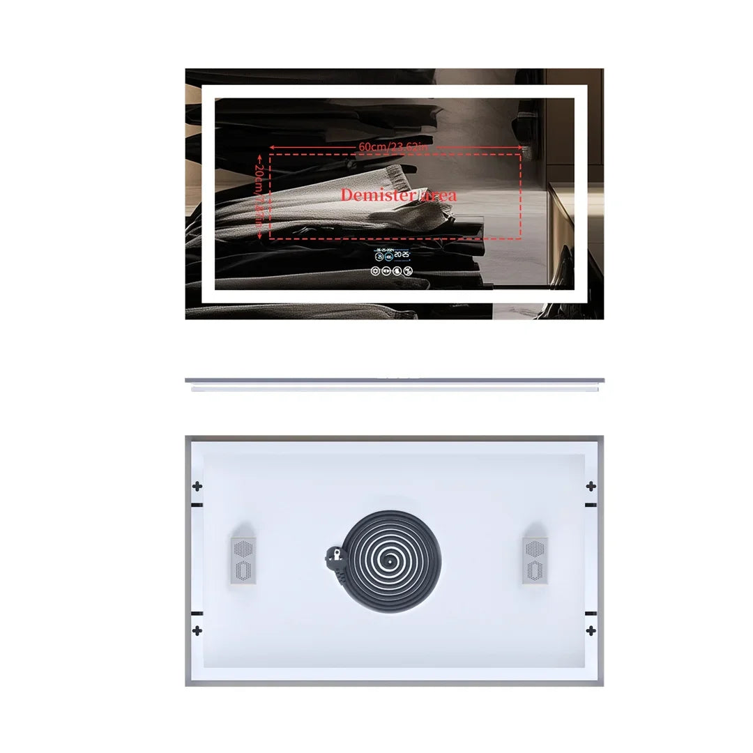 miroir lumineux moderne marbre blanc noir antibuée led bluetooth défog couleurs