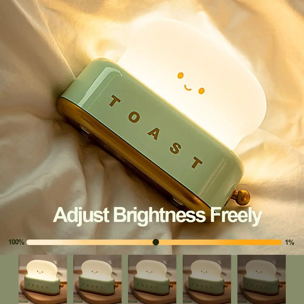 lampe table forme toast vert pastel grille souriant vintage mignonne rechargeable notice câble usb