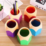 porte crayons hexagonaux multicolores imitant crayon taillé décoratif ludique 14 ans+