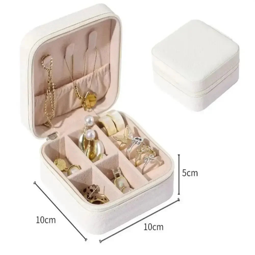boîte bijoux cuir pu noir rose blanche bleue moderne compact glissière rangement bijoux