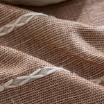 nappe rustique rectangle polyester moderne beige rayures tissage fin assiettes blancs couverts métalliques décoration