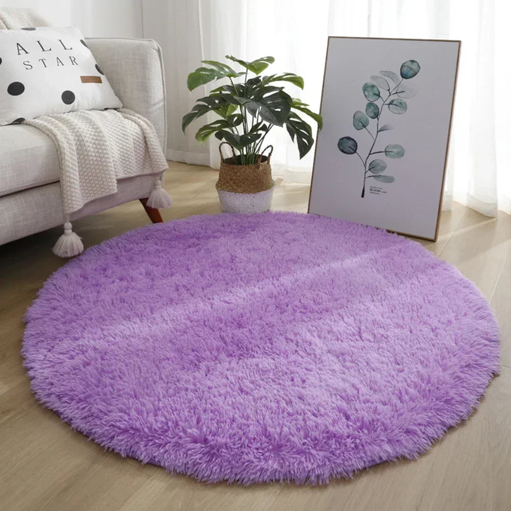 tapis rond uni moderne doux polyester 40cm rose clair vert violet marron bleuclair beige
