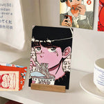 cartes postales pop art personnages japonais textes illustrations nourriture clips bois rouge blanc noir