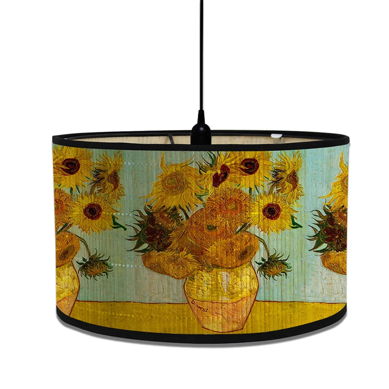 abat jour van gogh peintures nuit étoilée fleurs tournesol bambou art déco