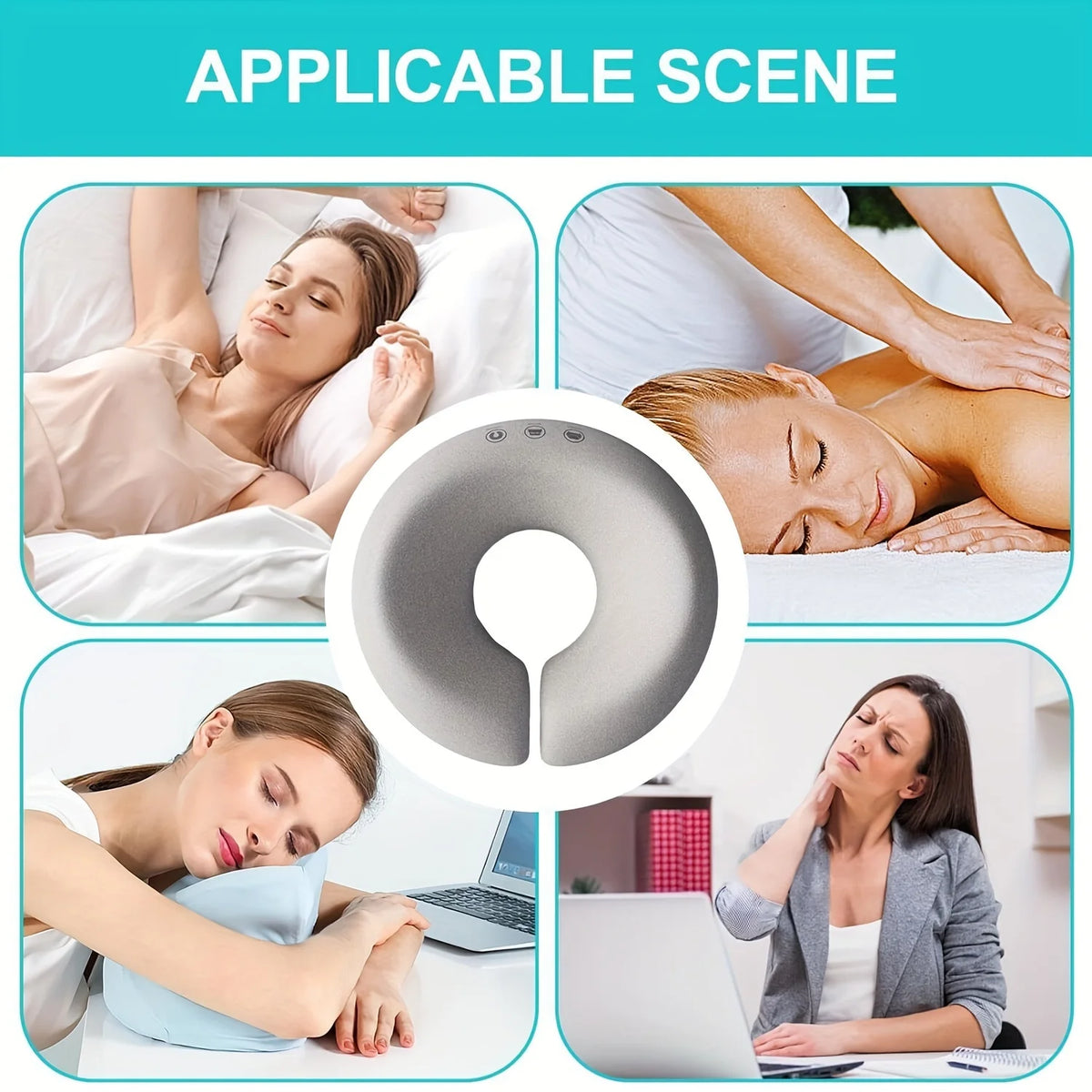oreiller mousse mémoire forme rond coussin tête face support gris moderne