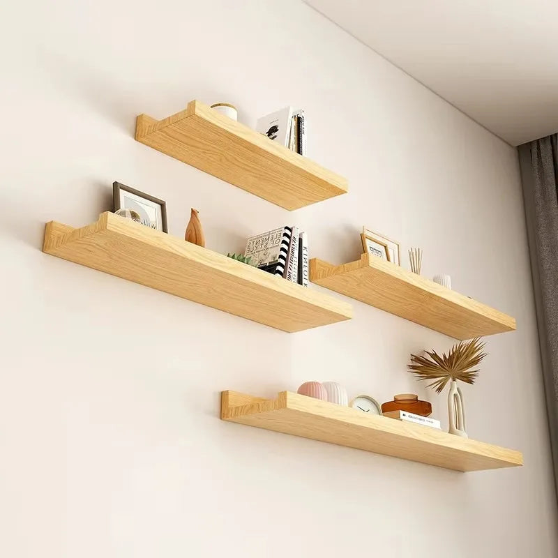présentoir mural bois minimaliste moderne étagère flottante salon rangement écologique single tier