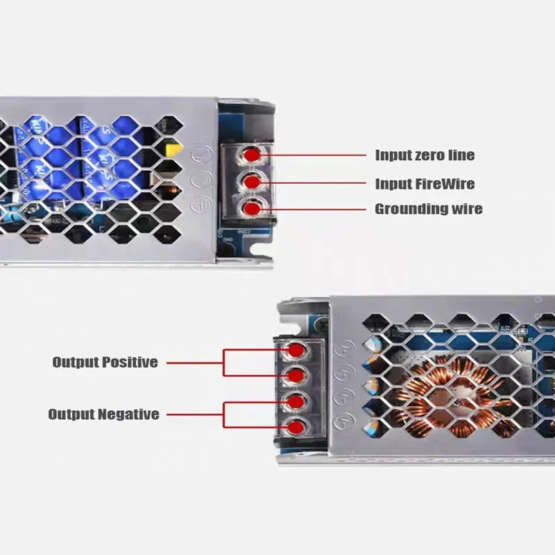 alimentation led 12v 24v transformateur 60w 100w 150w 200w 300w 400w connecteurs gris moderne
