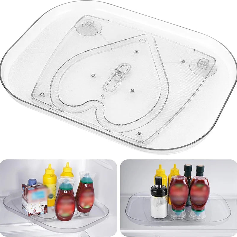 support rangement transparent moderne réfrigérateur système succion rotatif gain place