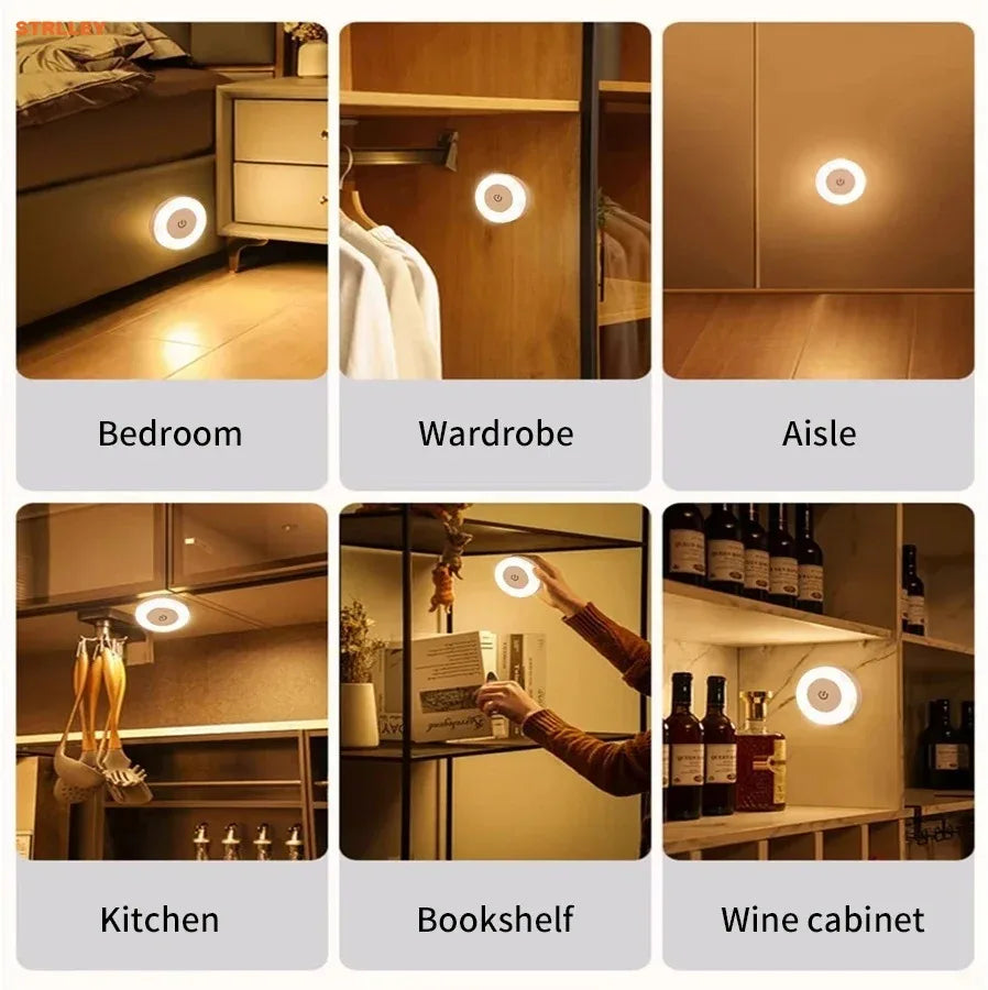 lampe nuit tactile rechargeable sans fil led blanche murale autocollante chambre placard cuisine