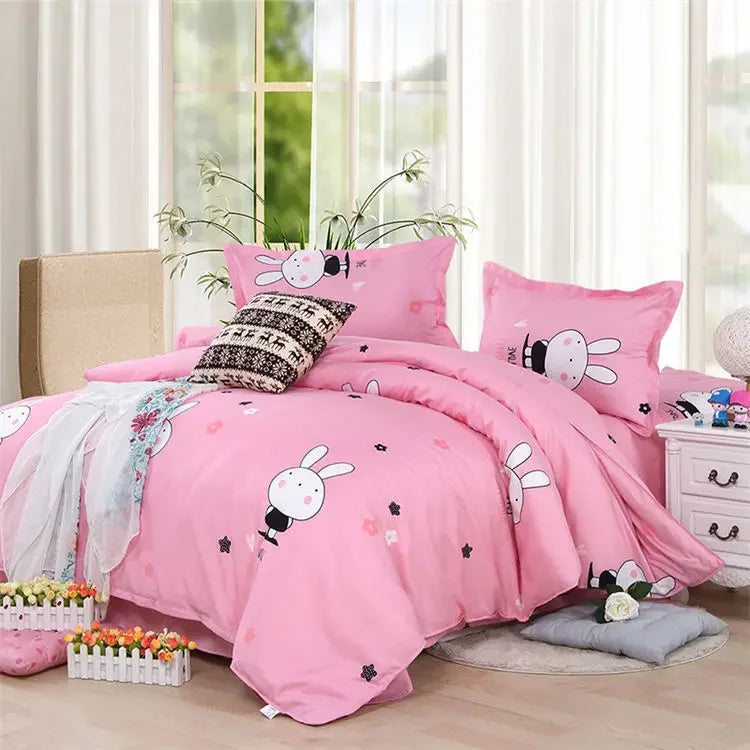 housse couette ensemble literie coton polyester motif fleurs ours moderne 150x200cm blanc