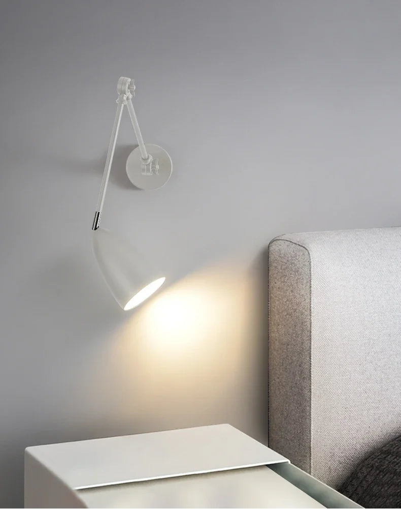 lampe murale moderne réglable led nickel blanc noir opaque fixée 23cm 15.5cm