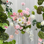 Arche décorative moderne fleurs artificielles vert rose blancextérieur maison événement