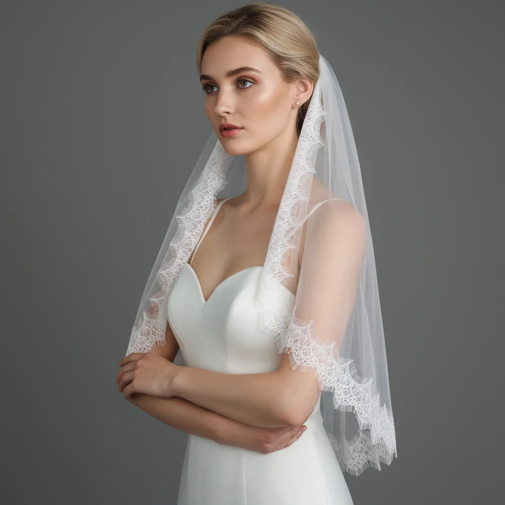 voile mariée blanc dentelle fine classique mariage prom anniversaire romantique femme adultère