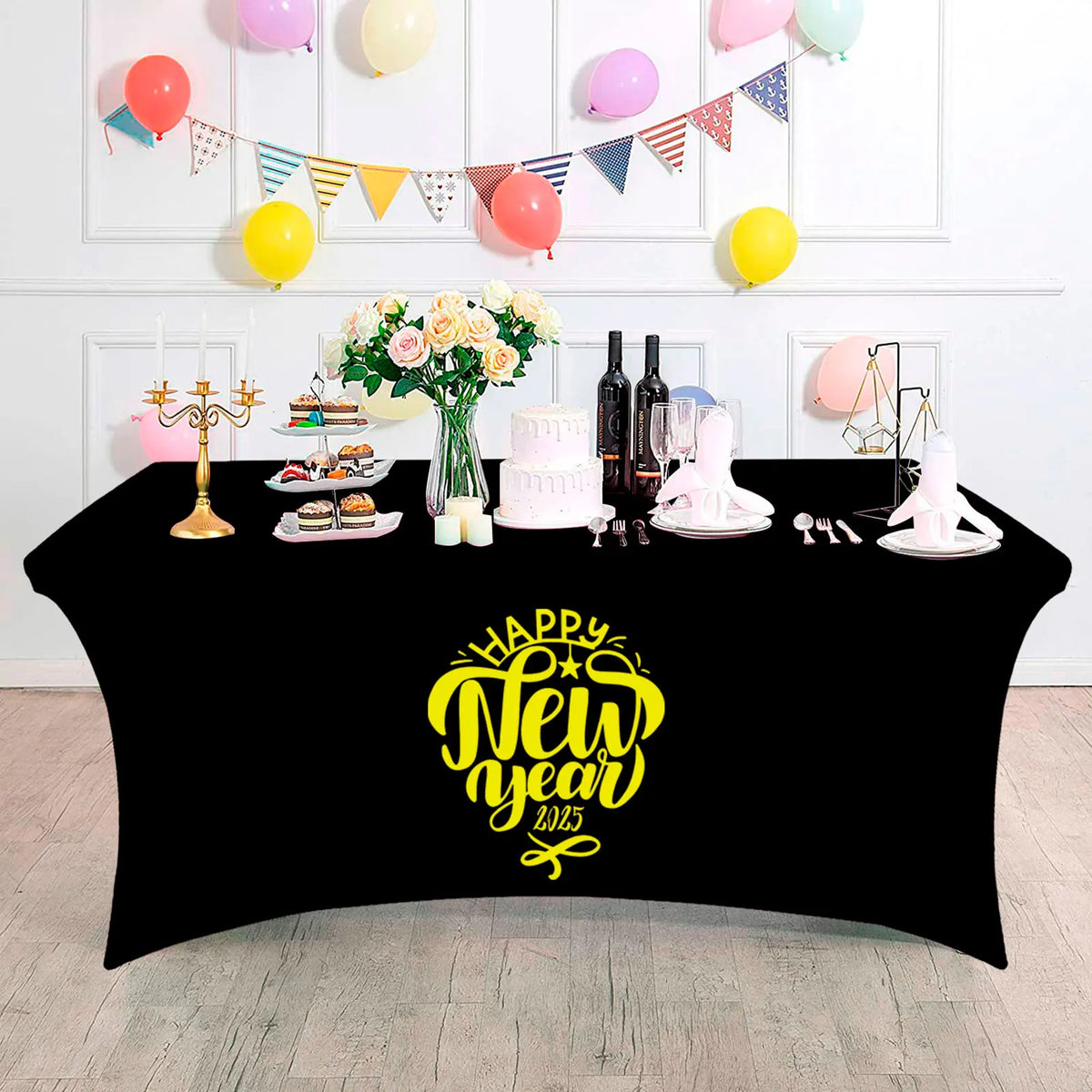 housses table graphiques moderne noir blanc réutilisables 4ft 6ft 8ft