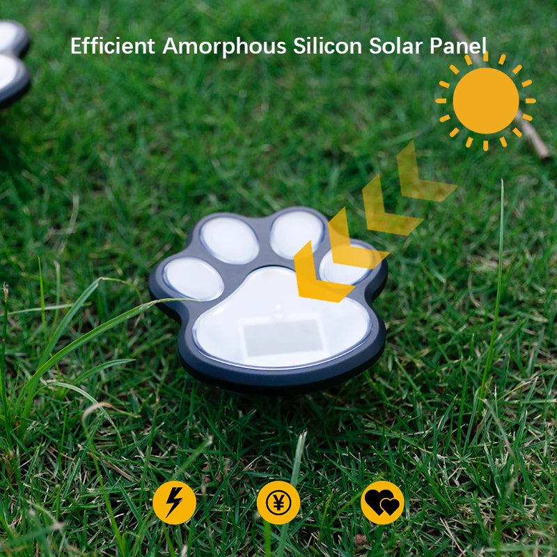 lampes solaires led patte animale exterieur decoration jardin noir blanc orangé