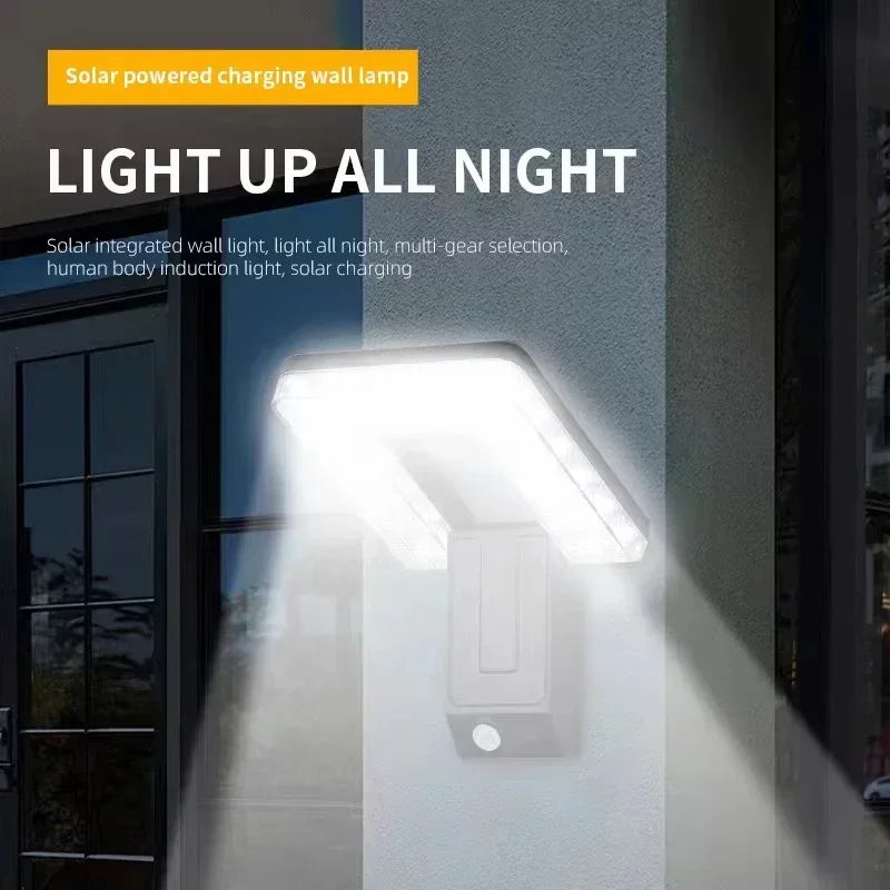 lampe murale solaire pliable détecteur mouvement panneau led noir bleu moderne ip65 abs