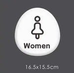 panneau toilettes moderne symboles homme femme flèche blanc adhésif 16.5cm 15.5cm