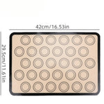tapis cuisson silicone macarons cercles imprimés beige rouge moderne