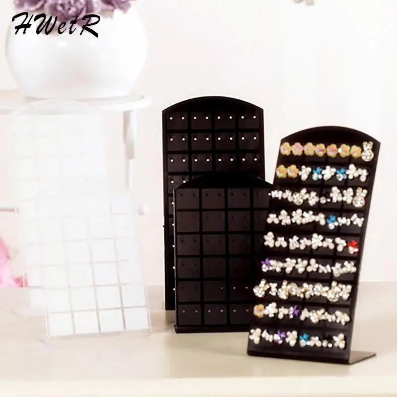 porte boucles d'oreilles moderne velours noir blanc grille perforations pieds boucles d'oreilles.storage organizer