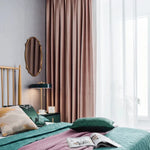 rideaux rose pâle opaques moderne maison polyester uni plissé