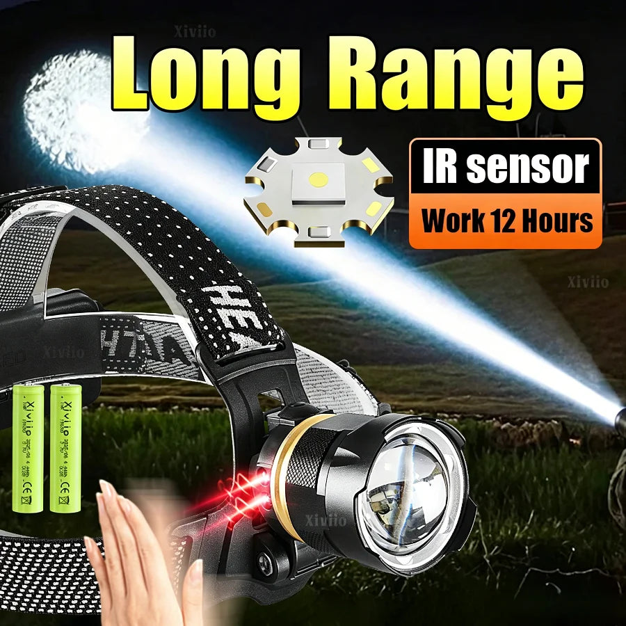 lampe frontale led rechargeable ultra puissante mode flash élastique moderne