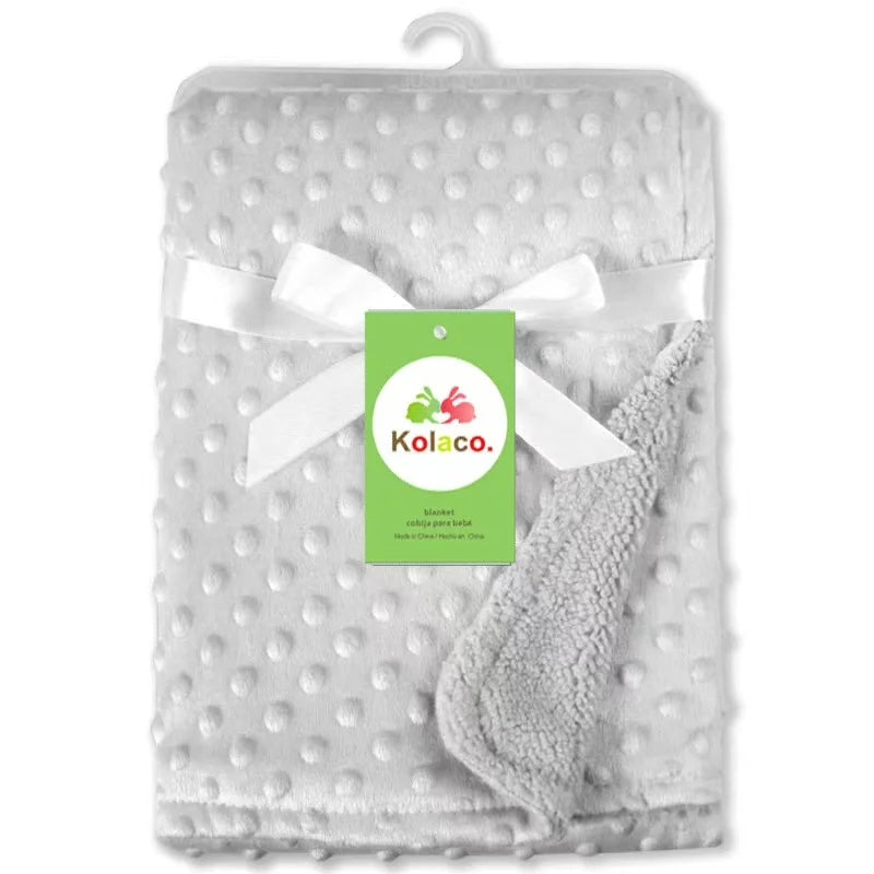 couverture bébé bleu clair motif points polaire douce hiver été maternité unisexe coton solide