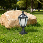 lampe solaire classique transparente motif décoratif noir extérieure autonomie éclairage jardin antique