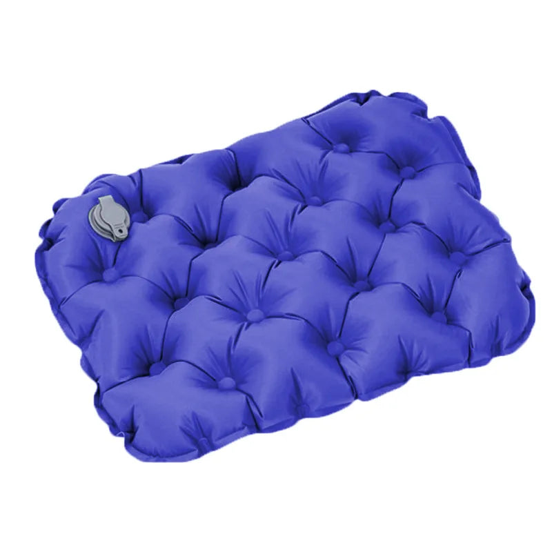 coussin d'air gonflable portable vert gris bleu tufté moderne valve inflation dégonflement nylon