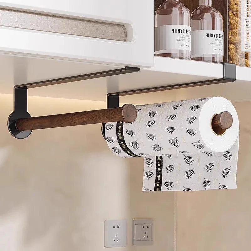 porte rouleau papier essuie tout moderne acier noir rangement serviettes mugs cuisine minimaliste fixations