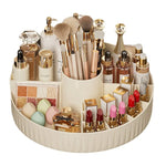 organisateur maquillage rotatif beige rayures moderne brosse parfum crème poudre rouge palette