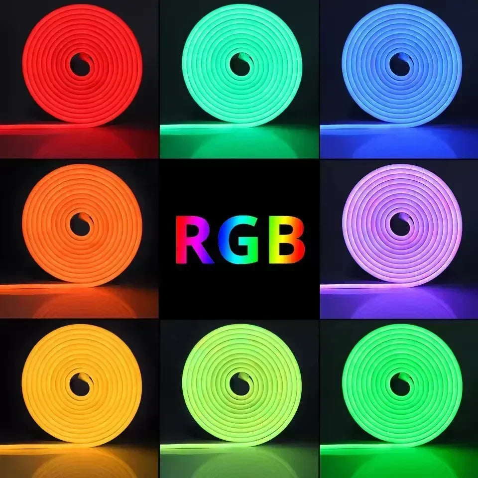 ruban led néon multicolore rayures horizontales moderne clips fixation bluetooth adaptableextérieur