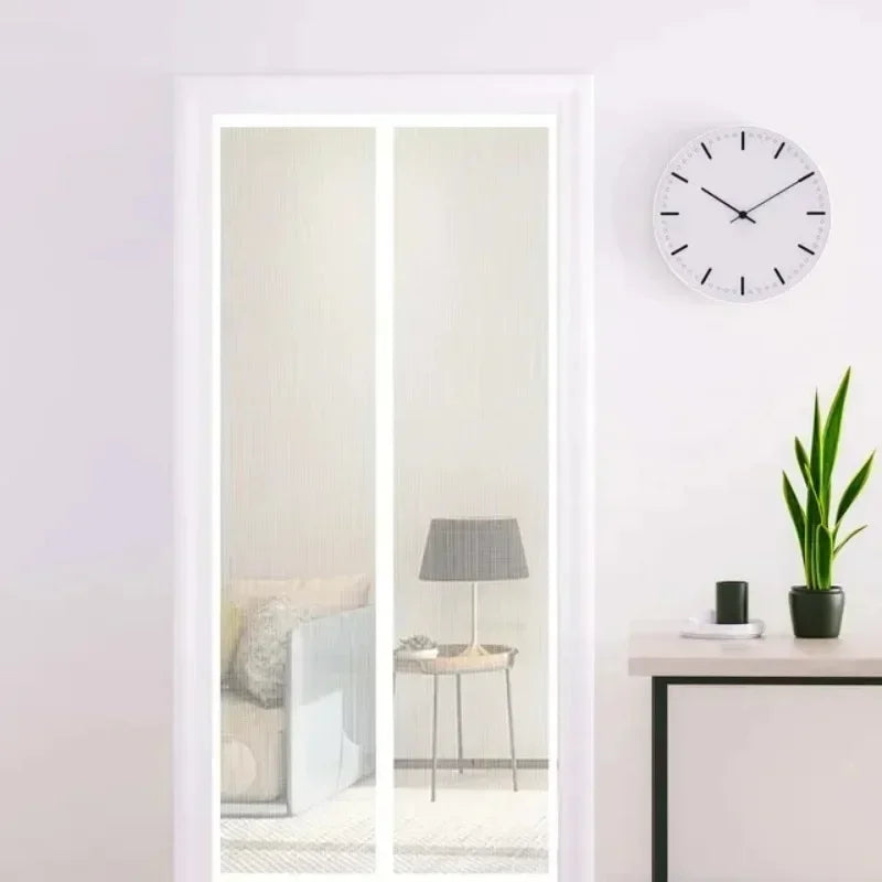 rideau porte magnétique anti moustiques noir blanc maille polyester moderne minimaliste ventilation