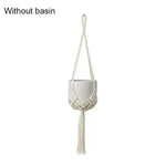 sac suspendu macramé boho hooks plante tissé beige marronclair gris artisanal