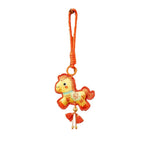 porte clés cheval imprimé motifs floraux caractères chinois violet rouge orange bleu artisanal