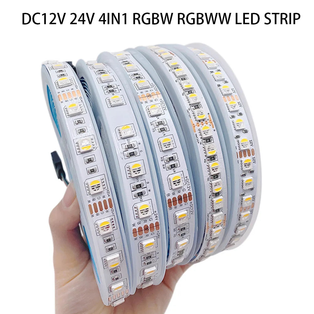 ruban led flexible 5m 60leds rgbw rgbww adhésif moderne blanc multicolore