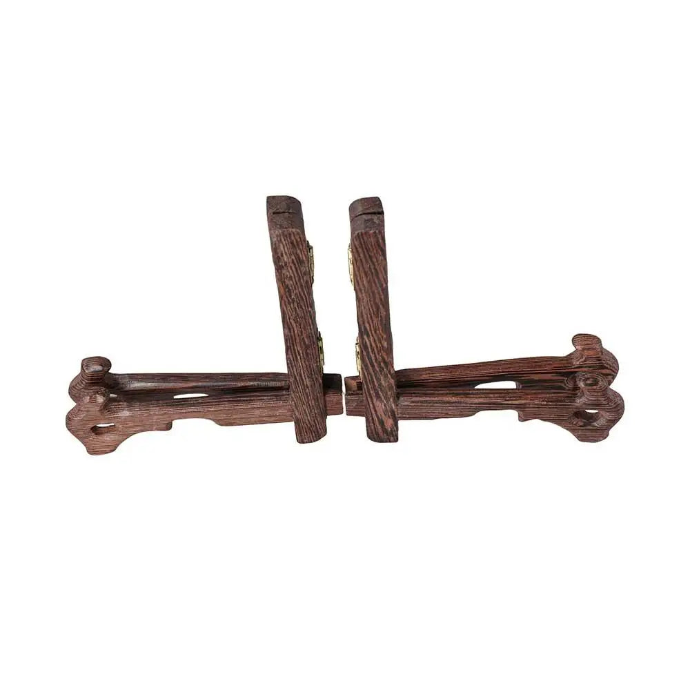 support assiettes bois marron texture naturelle classique visibles métalliques pliable utilisation multiple
