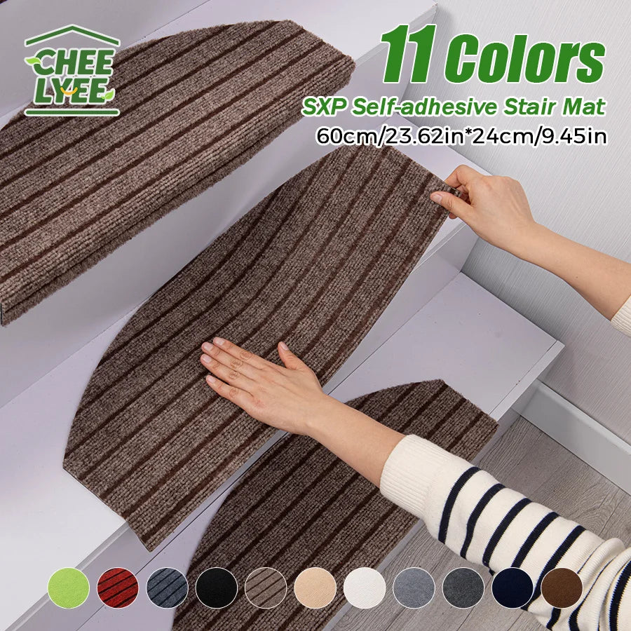 tapis auto adhésifs escalier gris beige marron rayures horizontales moderne antidérapants intérieur 60x24cm