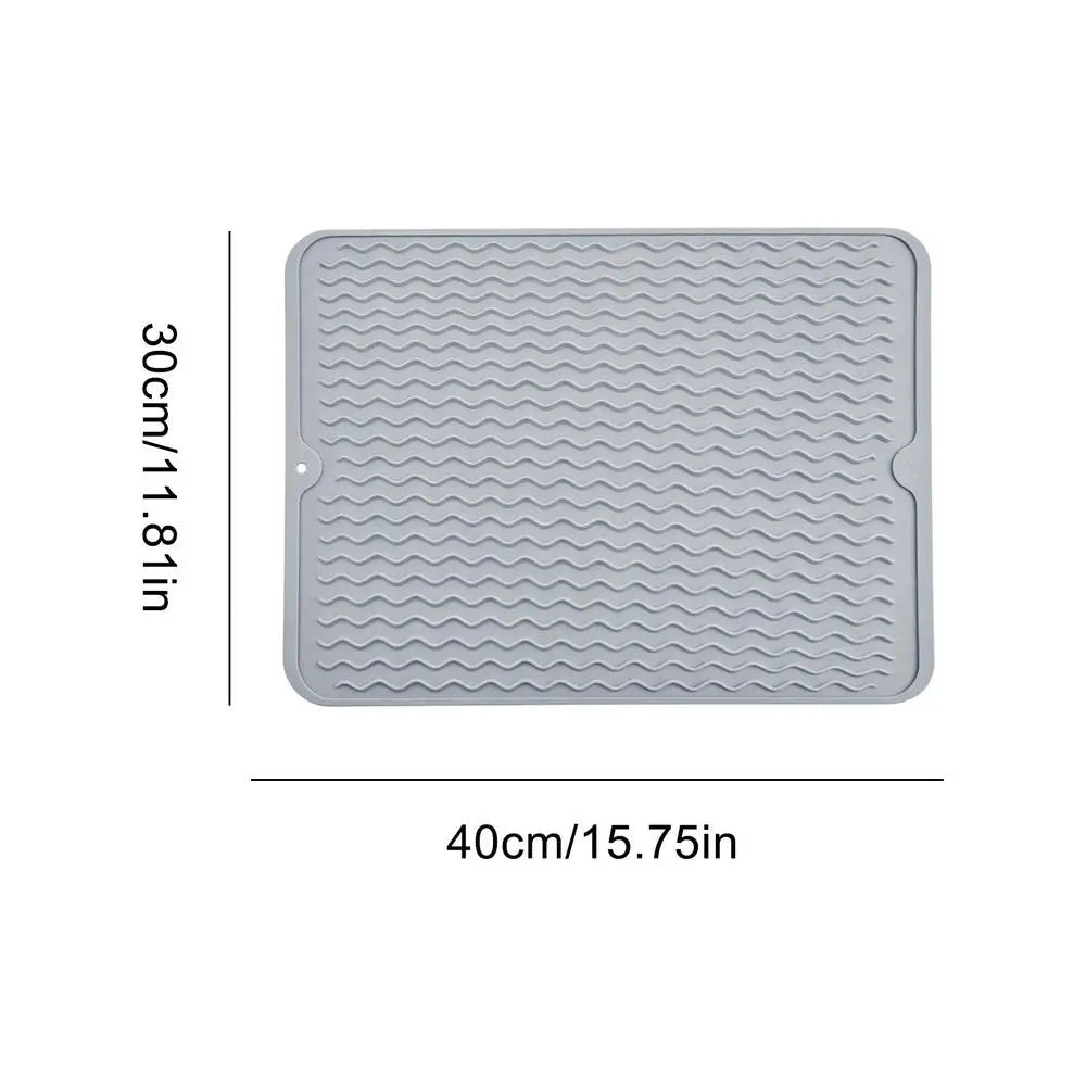tapis cuisine silicone gris moderne tasse thé bol cuillère fourchette plateau ondulé