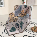 couverture pique nique tigre moderne motif monstera coton gris orange noir vert