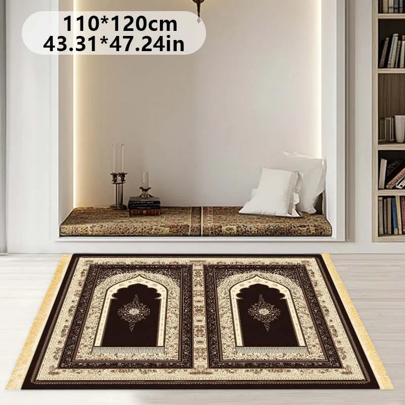 tapis prière musulman polyester vinyle imperméable résistant décoloration usage extérieur plage classique motif arches