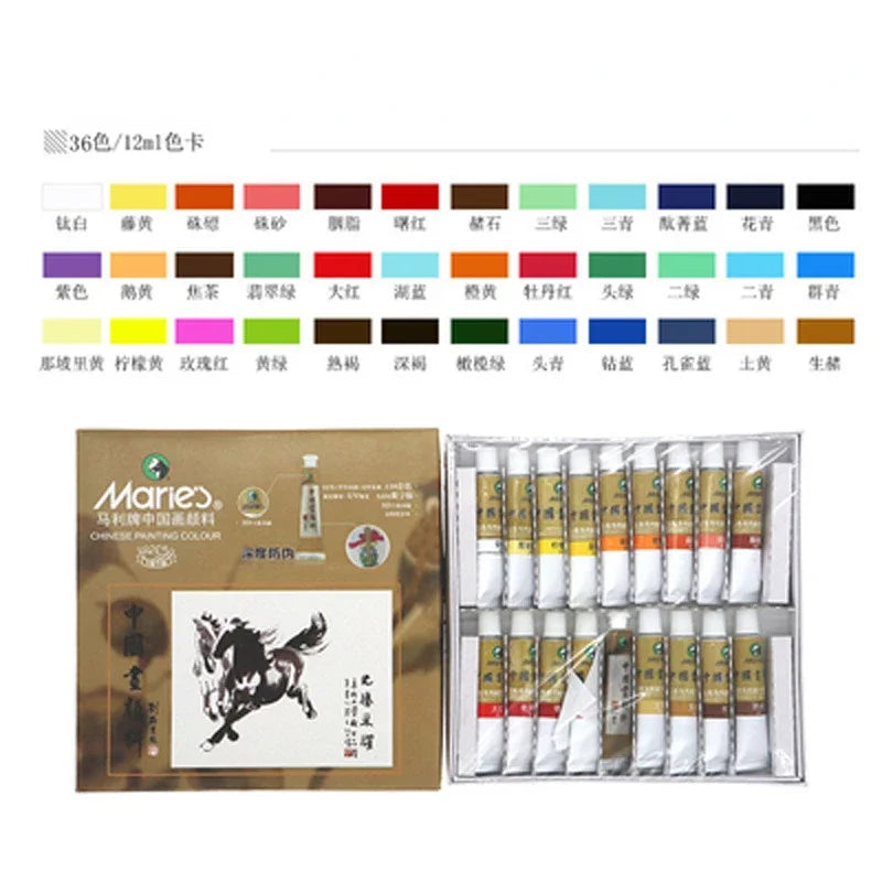 Peintures l'huile chinoises 12 18 24 36 couleurs 5ml 12ml aquarelle traditionnelle texture artistique