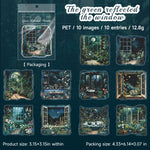 Stickers illustratifs paysages nocturnes personnages végétation étoiles lunes adhésifs scrapbooking