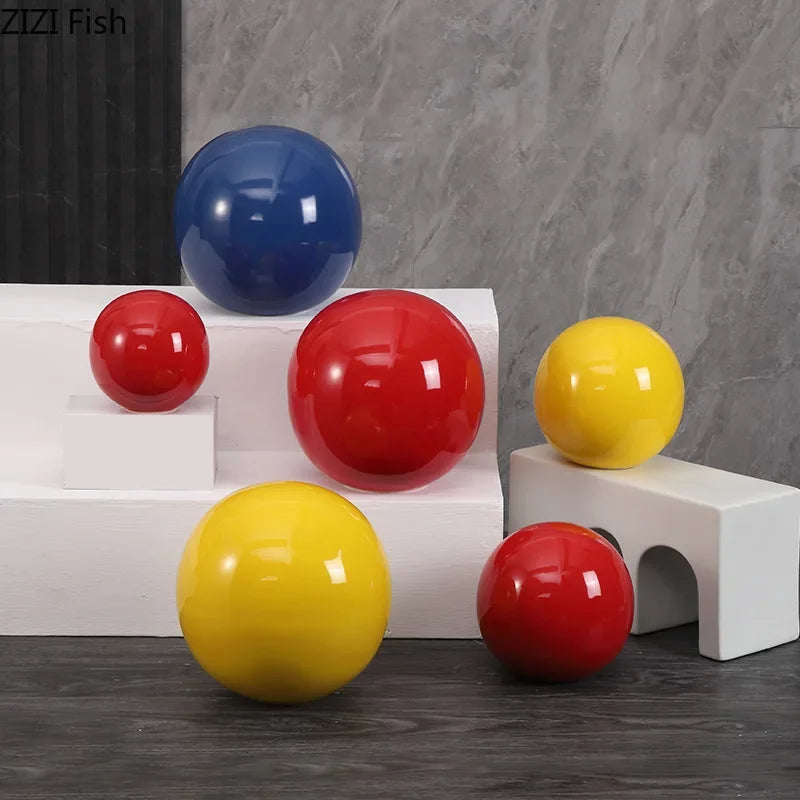 décoration moderne boule céramique rouge bleu jaune uni opaque chambre